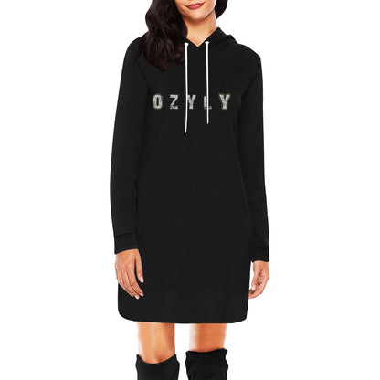 Black Women's Hoodie Mini Dress with ''OZYLY'' logo