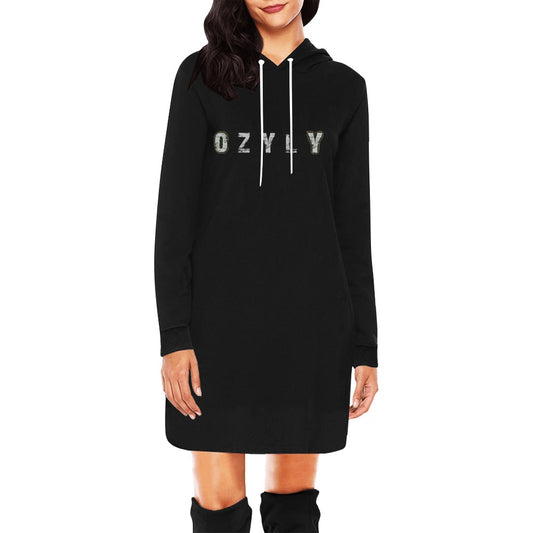 Black Women's Hoodie Mini Dress with ''OZYLY'' logo