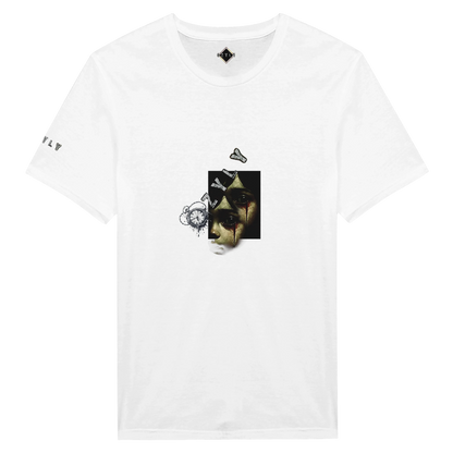 White Ghost face Portrait Print T-Shirt