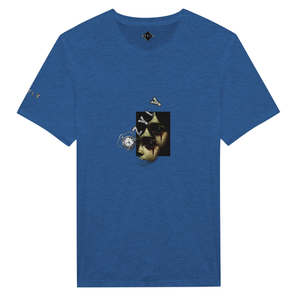 Blue Ghost face Portrait Print T-Shirt