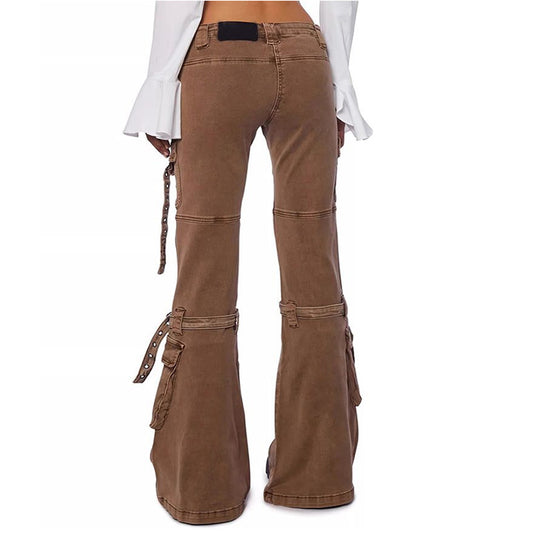 Pantalon cargo évasé effet usé