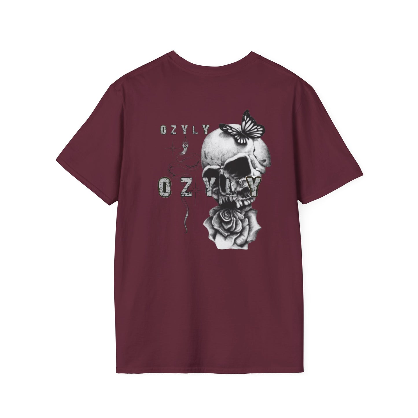 Copy of Copy of Skull and Butterfly Graphic Tee | Edgy Unisex Softstyle T-Shirt for Music Lovers, Gift for Halloween, Alternative Fashion