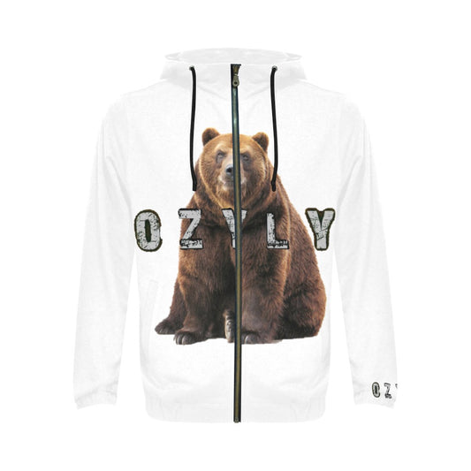 Bear White Men's Full Zip Hoodie versatile and comfortable fit, crafted for everyday wear.