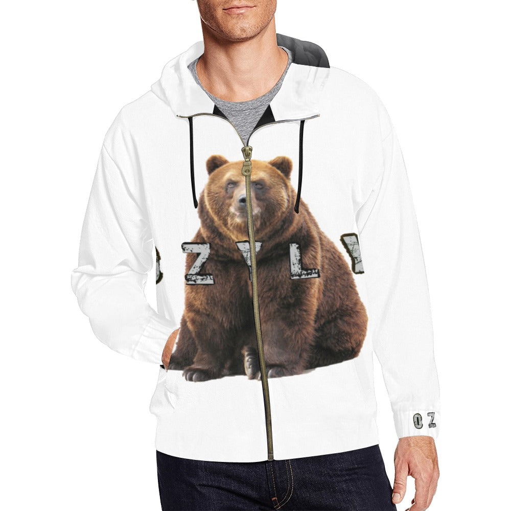 Bear White Men's Full Zip Hoodie versatile and comfortable fit, crafted for everyday wear.