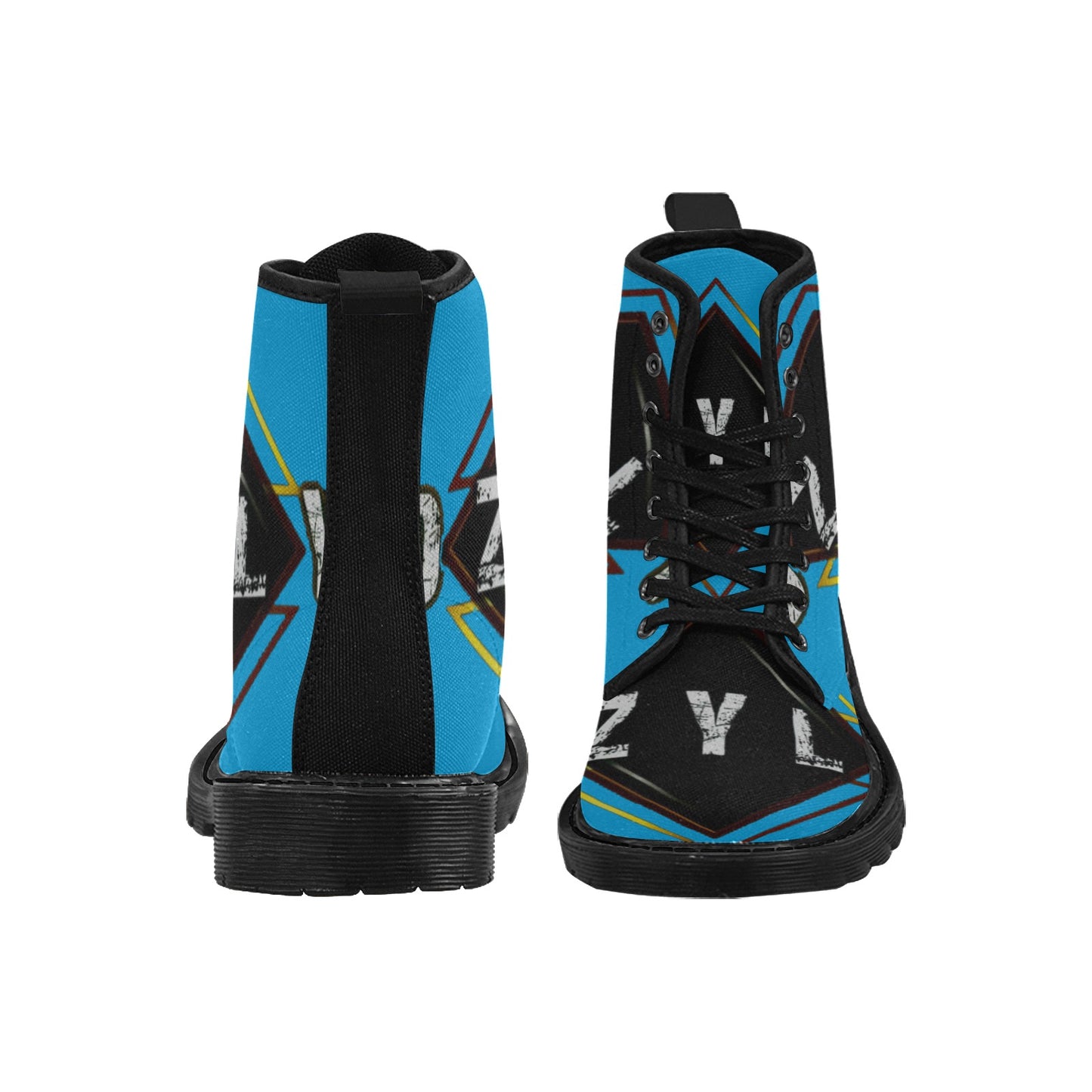 Blue Men's Lace Up Canvas Boots