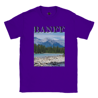 Purple t-shirt with Banff national park graphic on a white background Banff plus size Classic Unisex Crewneck T-shirt | Gildan® 64000