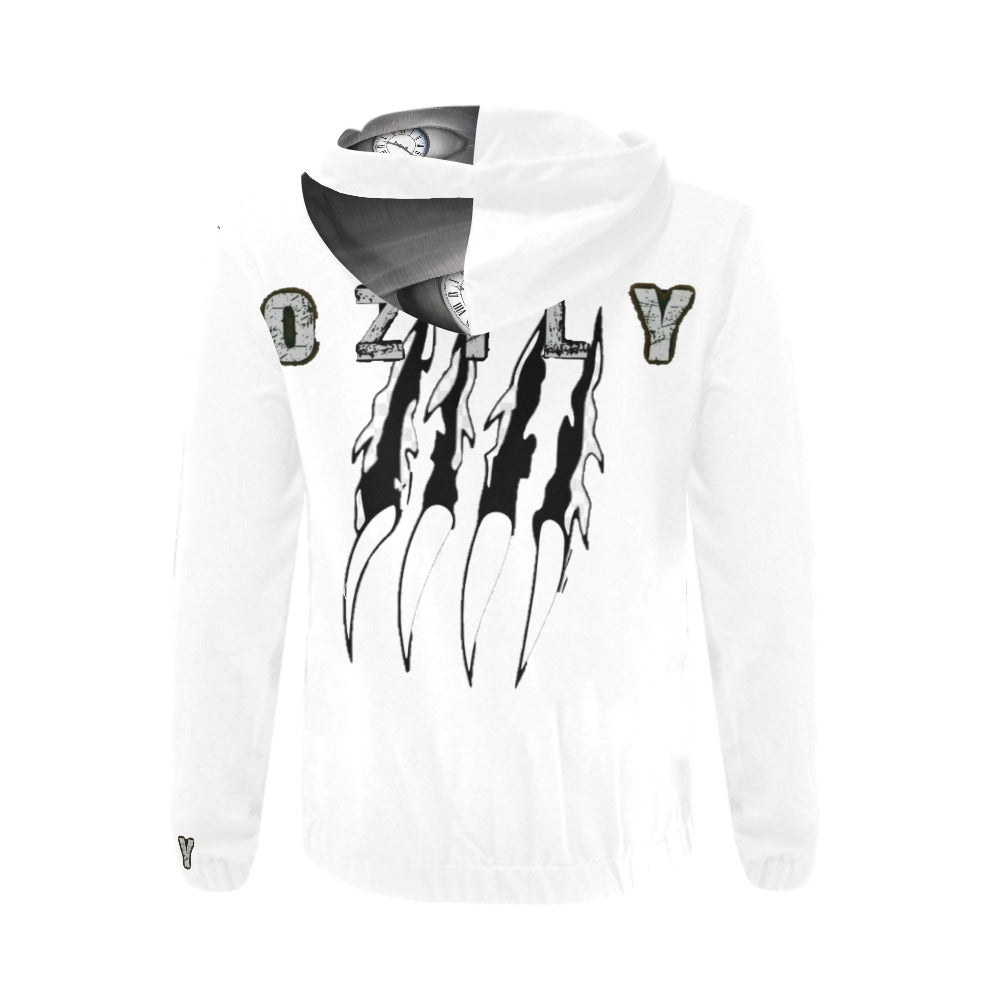 Bear Claws on White Men Hoodie with OZYLY name