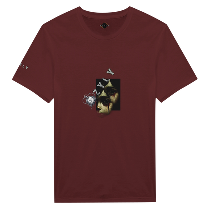 Brown t-shirt with a girl Ghost face Portrait graphic