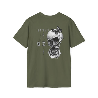 Copy of Copy of Skull and Butterfly Graphic Tee | Edgy Unisex Softstyle T-Shirt for Music Lovers, Gift for Halloween, Alternative Fashion