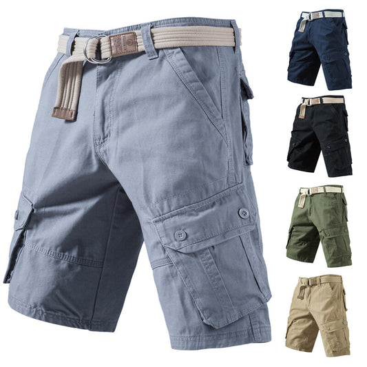 Summer New Solid Color Tooling Fifth Pants