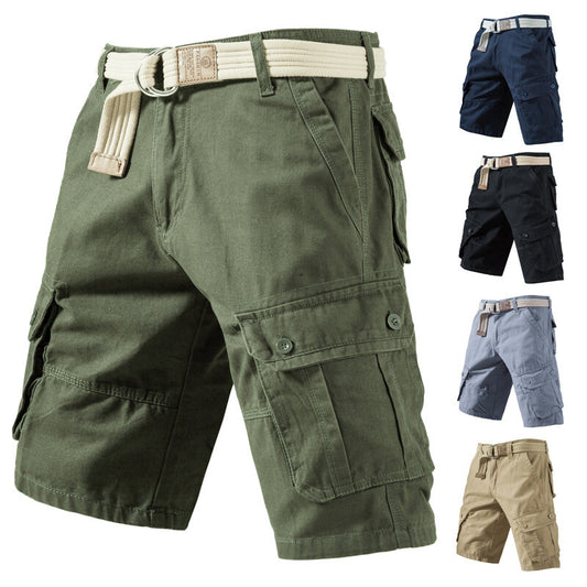 Summer New Solid Color Tooling Fifth Pants