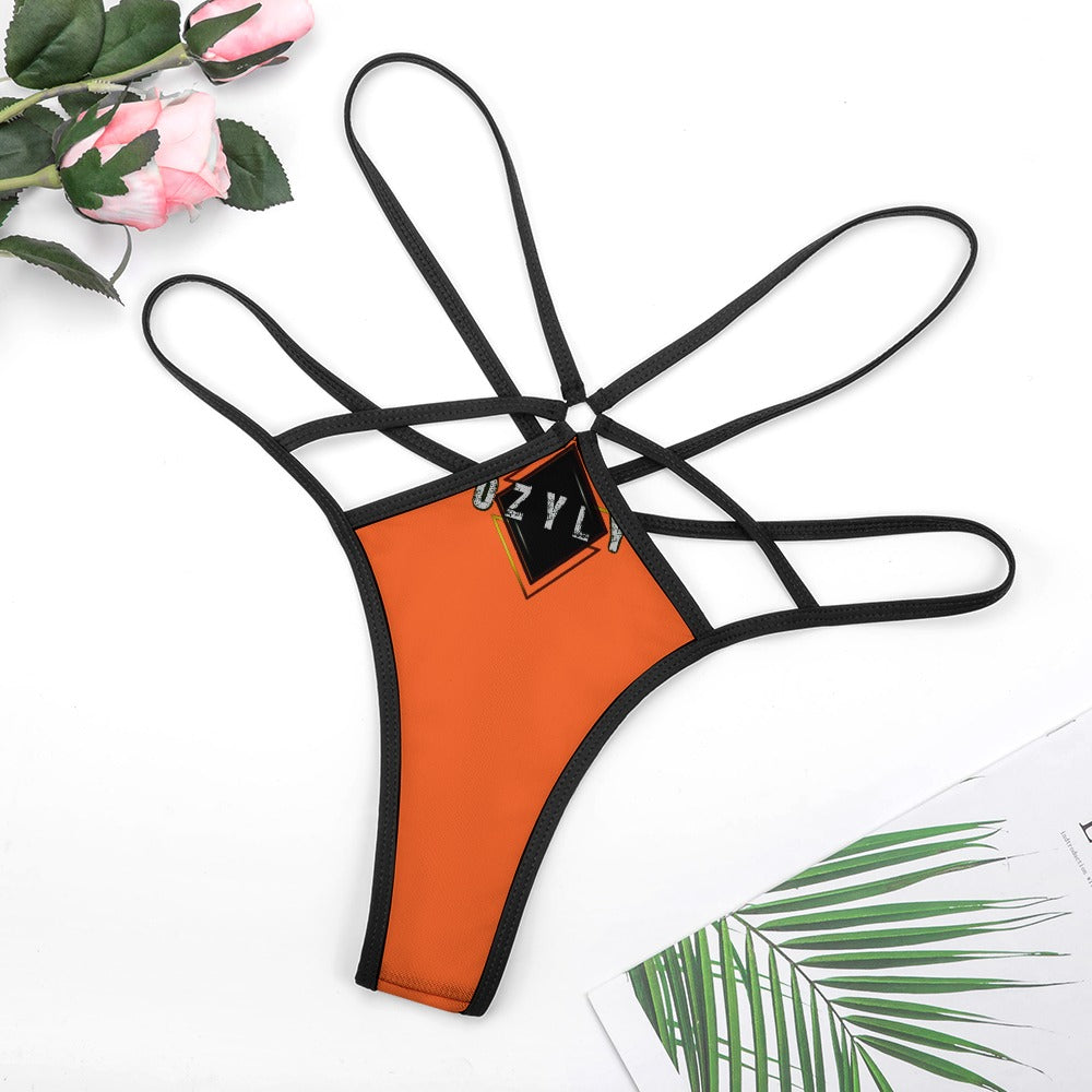 Orange T-back 1 piece bikini