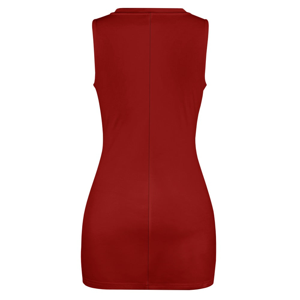 Red Navel-Baring Cross-Fit Hip Skirt