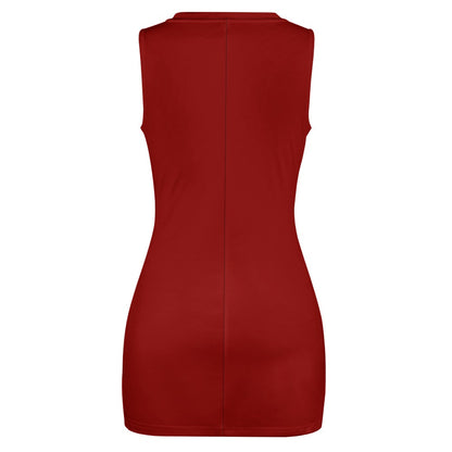 Red Navel-Baring Cross-Fit Hip Skirt
