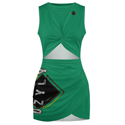 Green Navel-Baring Cross-Fit Hip Skirt