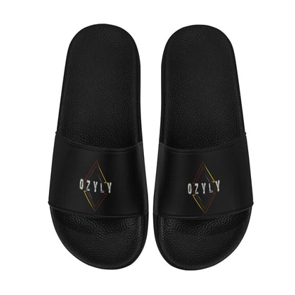 Black Men's Slide Sandals Black Beach Slippers