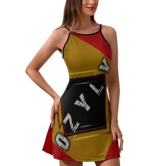 Gold Ladies Personality Slim Sling Dress with a sleek, slim fit. Crafted for comfort and style, adjustable sling straps that provide a personalized fit while enhancing your natural shape