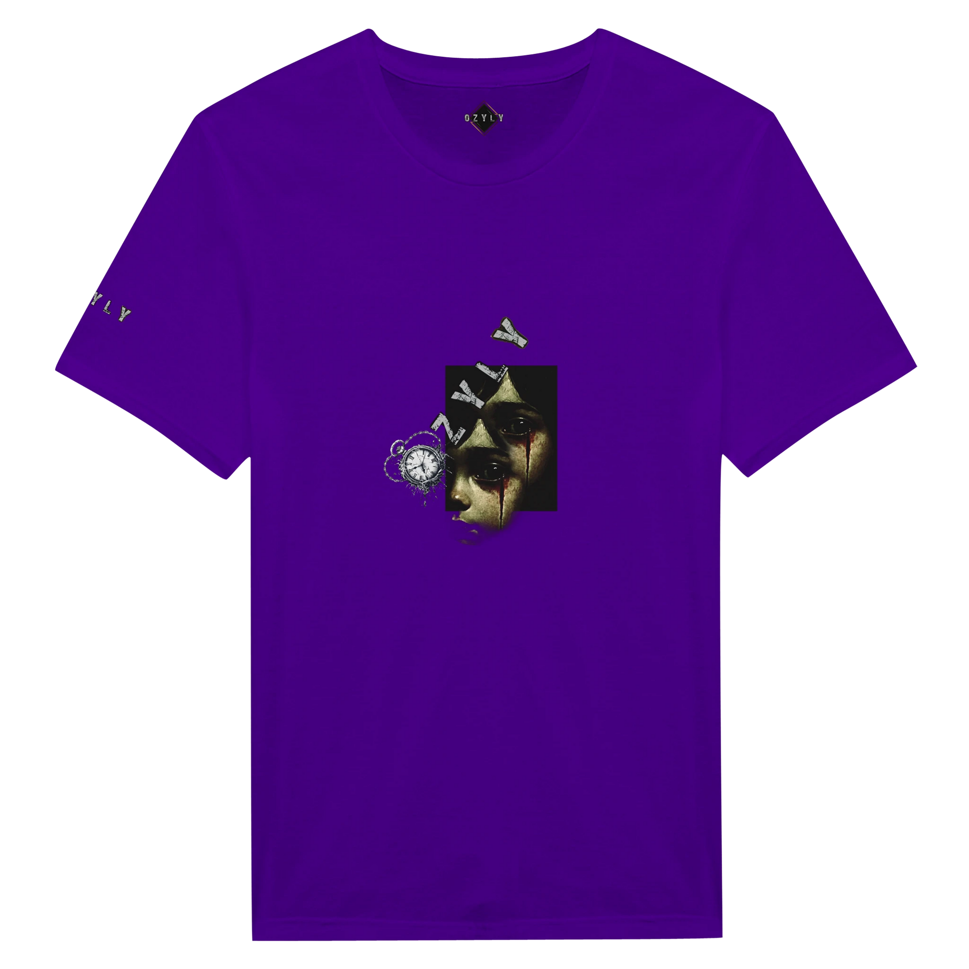 Falsh purple Ghost face Portrait Print T-Shirt