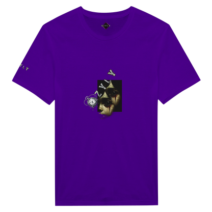 Falsh purple Ghost face Portrait Print T-Shirt