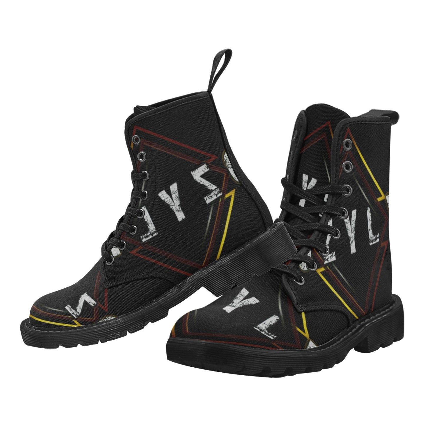 Back Men's Lace Up Canvas Boots