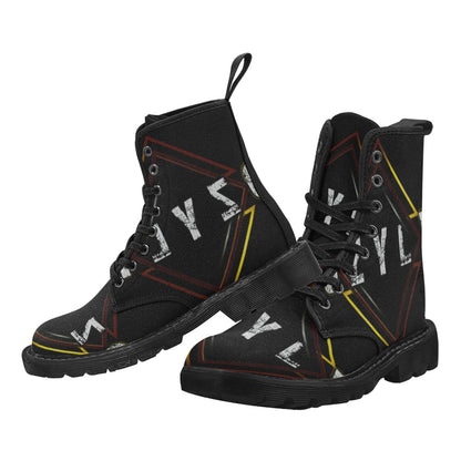 Back Men's Lace Up Canvas Boots