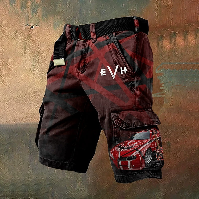Trendy 3D Digital Printing Stylish Zipper Men's Shorts