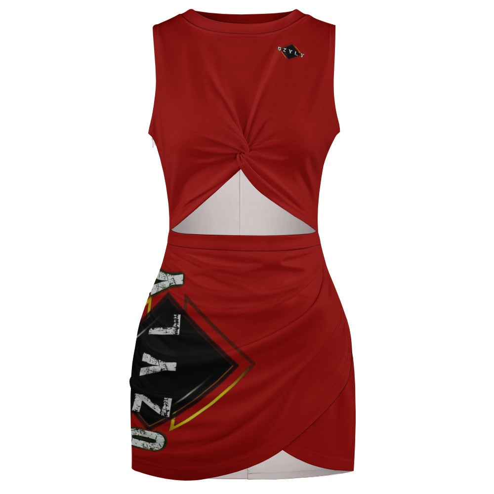 Red Navel-Baring Cross-Fit Hip Skirt