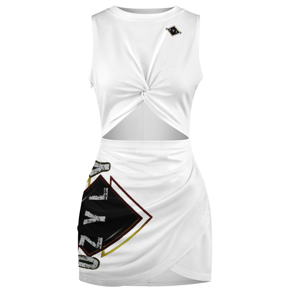 White Navel-Baring Cross-Fit Hip Skirt
