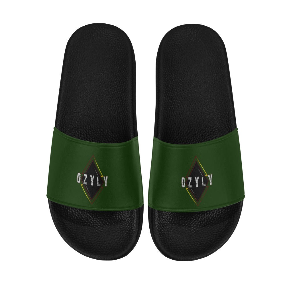 Green Men's Slide Sandals Green Beach Slippers